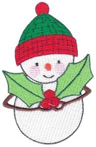 Picture of Christmas Snowman Holly Machine Embroidery Design