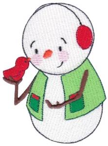 Picture of Christmas Snowman & Cardinal Machine Embroidery Design