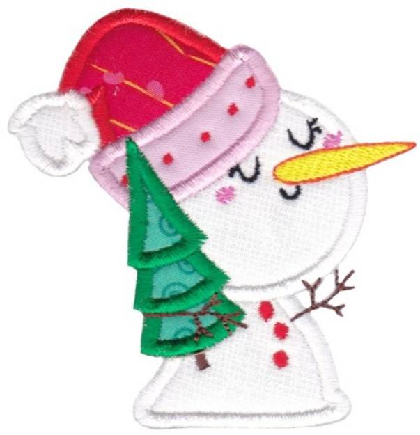 Picture of Kawaii Christmas Snowman Applique Machine Embroidery Design