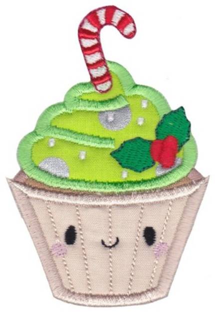 Picture of Kawaii Christmas Cupcake Applique Machine Embroidery Design