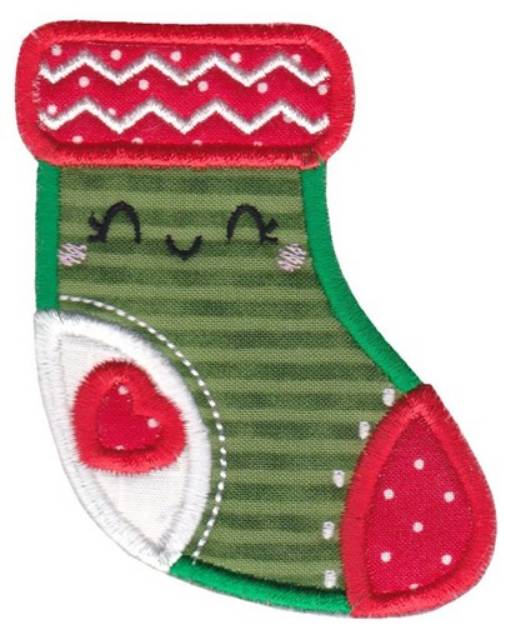 Picture of Kawaii Christmas Stocking Applique Machine Embroidery Design