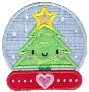Picture of Kawaii Christmas Snow Globe Applique Machine Embroidery Design