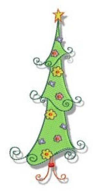 Picture of Swirly Christmas Tree Machine Embroidery Design