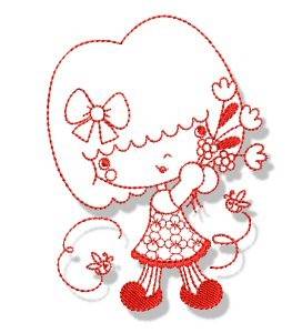 Picture of Spring Cutie Redwork Machine Embroidery Design