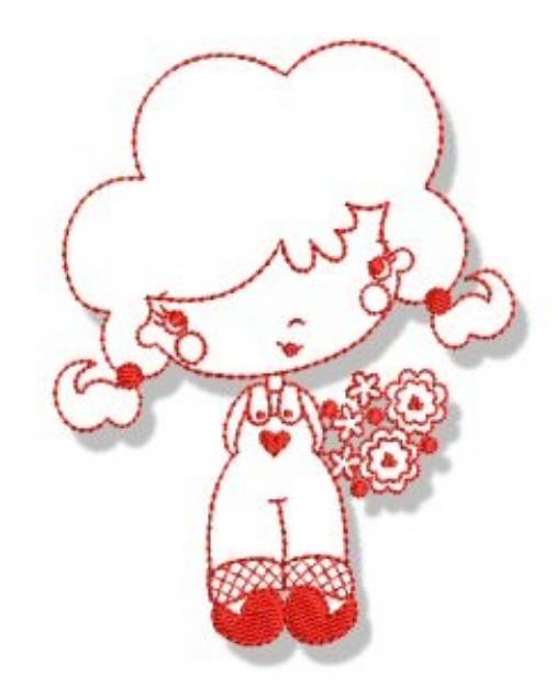 Picture of Spring Cutie Redwork Machine Embroidery Design