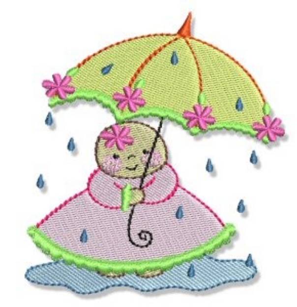 Picture of Bubbaboo In Spring Rain Machine Embroidery Design