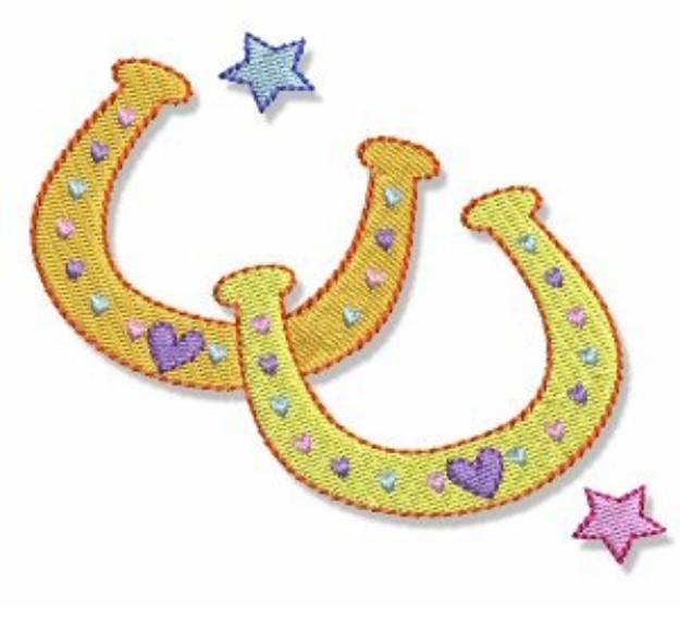 Picture of Pretty Ponies Horseshoes Machine Embroidery Design