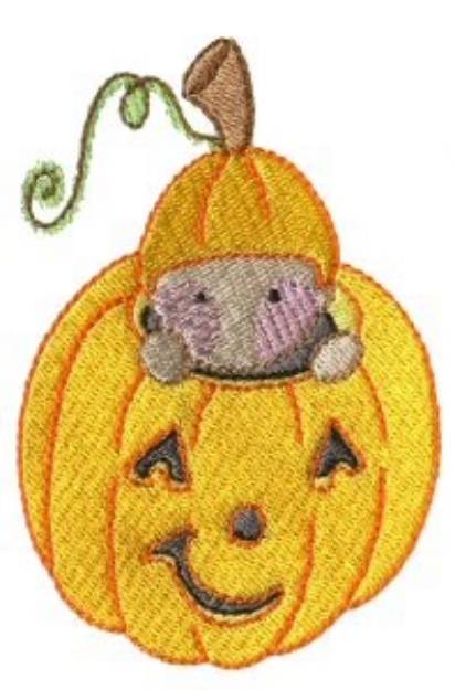 Picture of Kid In Pumpkin Machine Embroidery Design