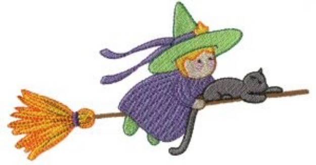 Picture of Witch & Cat Machine Embroidery Design
