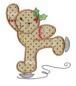 Picture of Skating Gingerbread Applique Machine Embroidery Design
