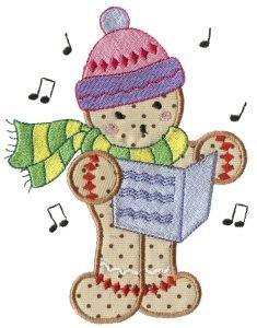Picture of Gingerbread Caroler Machine Embroidery Design