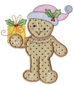 Picture of Gingerbread Gift Machine Embroidery Design