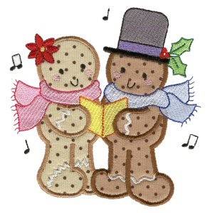 Picture of Gingerbread Carolers Machine Embroidery Design