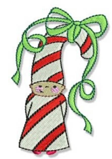 Picture of Candy Cane Kid Machine Embroidery Design