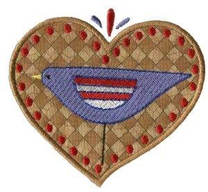 Picture of Heart Bird Machine Embroidery Design