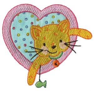 Picture of Cat Heart Machine Embroidery Design