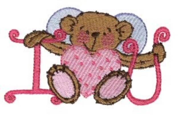 Picture of I Love U Bear Machine Embroidery Design