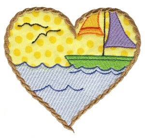 Picture of Sailboat Heart Machine Embroidery Design