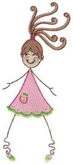 Picture of Stick Figure Girl Machine Embroidery Design