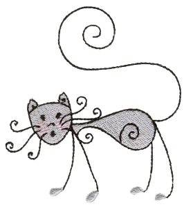 Picture of Stick Cat Machine Embroidery Design