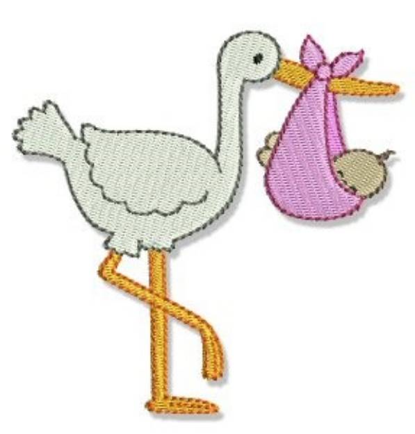 Picture of Stork & Baby Machine Embroidery Design