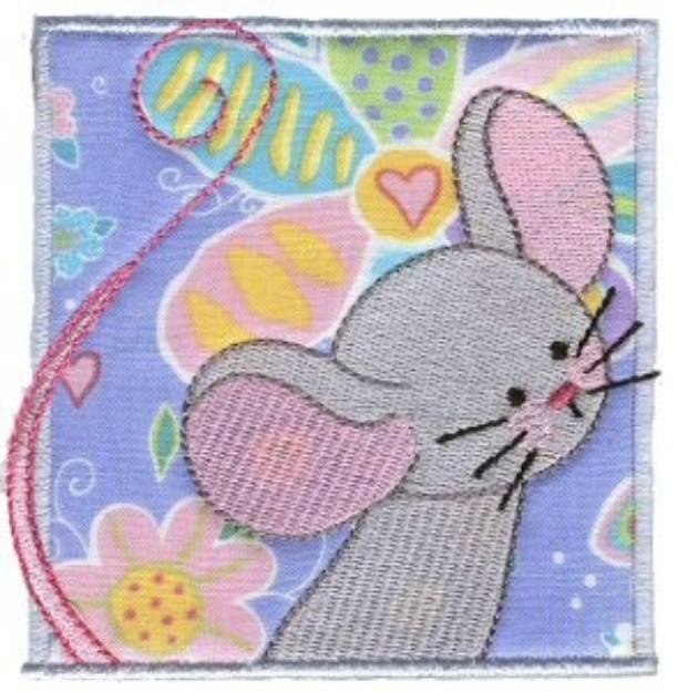 Picture of Spring Mouse Applique Machine Embroidery Design