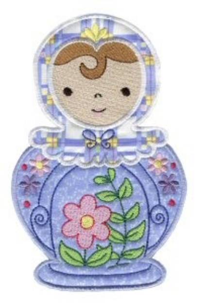 Picture of Blue Applique Russian Doll Machine Embroidery Design