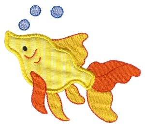 Picture of Sweet Goldfish Applique Machine Embroidery Design
