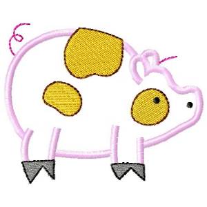 Picture of Sweet Pig Applique Machine Embroidery Design