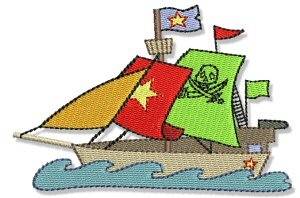 Picture of Little Stars Pirate Ship Machine Embroidery Design