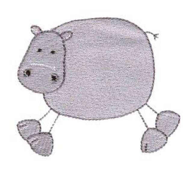 Picture of Stick Figure Hippo Machine Embroidery Design