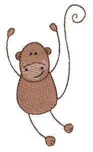 Picture of Stick Figure Monkey Machine Embroidery Design