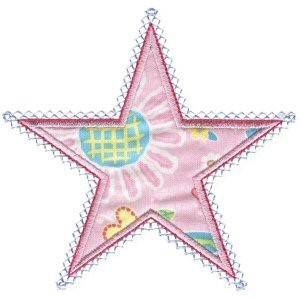 Picture of Pink Star Applique Patch Machine Embroidery Design