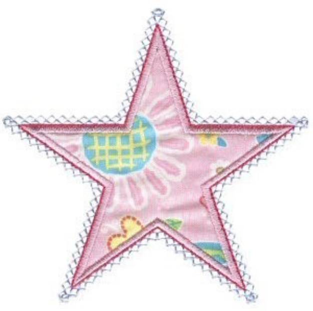 Picture of Pink Star Applique Patch Machine Embroidery Design
