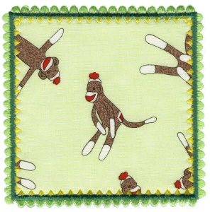 Picture of Square Monkey Applique Patch Machine Embroidery Design