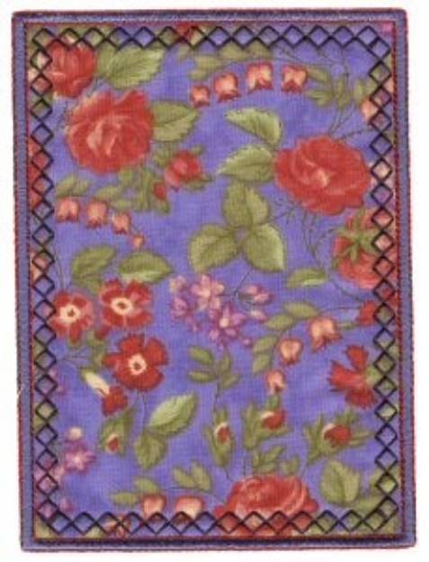 Picture of Rectangle Floral Applique Patch Machine Embroidery Design