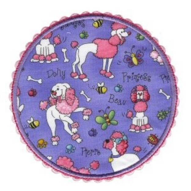 Picture of Round Poodle Applique Patch Machine Embroidery Design