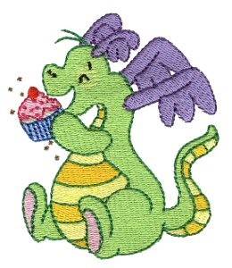 Picture of Daring Dragon With Cupcake Machine Embroidery Design
