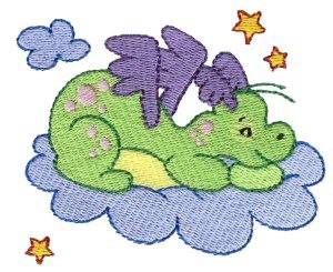 Picture of Daring Dragon On Clouds Machine Embroidery Design