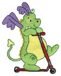Picture of Daring Dragon & Scooter Machine Embroidery Design