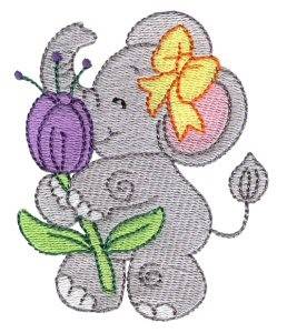 Picture of Little Nellie & Flower Machine Embroidery Design