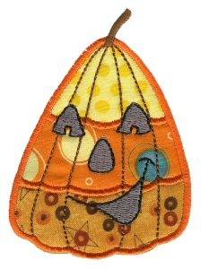 Picture of Candy Corn Pumpkin Applique Machine Embroidery Design