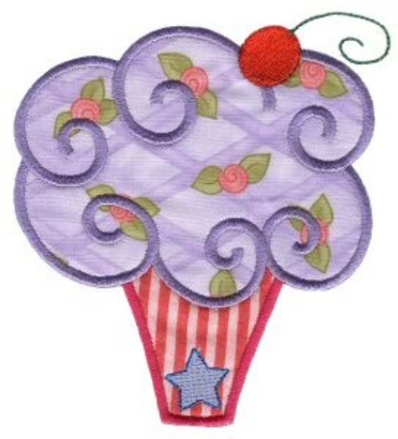Picture of Floral Cupcake Applique Machine Embroidery Design