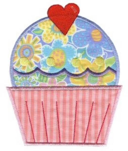 Picture of Valentines Day Cupcake Applique Machine Embroidery Design