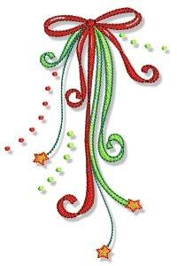 Picture of Christmas Doodads Ribbons Machine Embroidery Design