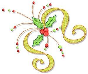 Picture of Christmas Doodads Holly Corner Machine Embroidery Design