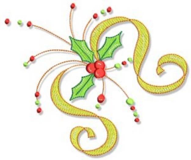 Picture of Christmas Doodads Holly Corner Machine Embroidery Design