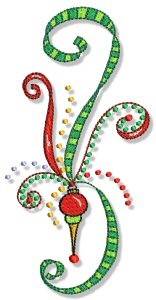 Picture of Christmas Doodads Streamers Border Machine Embroidery Design