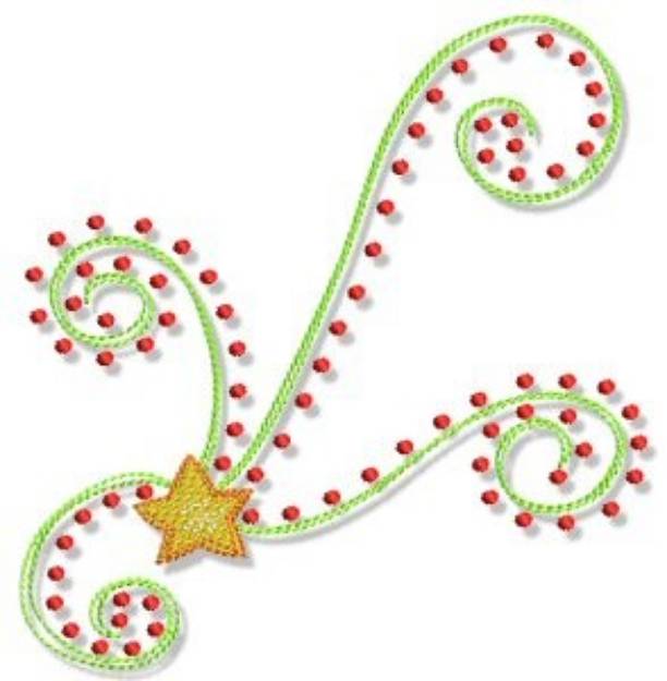 Picture of Christmas Doodads Swirling Star Machine Embroidery Design
