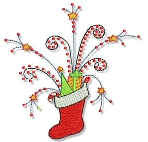Picture of Christmas Doodads Stocking Machine Embroidery Design